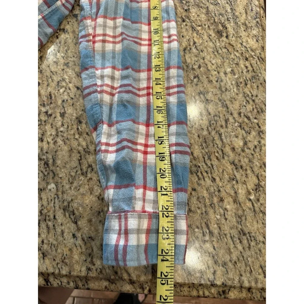 J.CREW Men's L Regular Slim Blue/White/Red Plaid Flannel Button-Down 100% Cotton